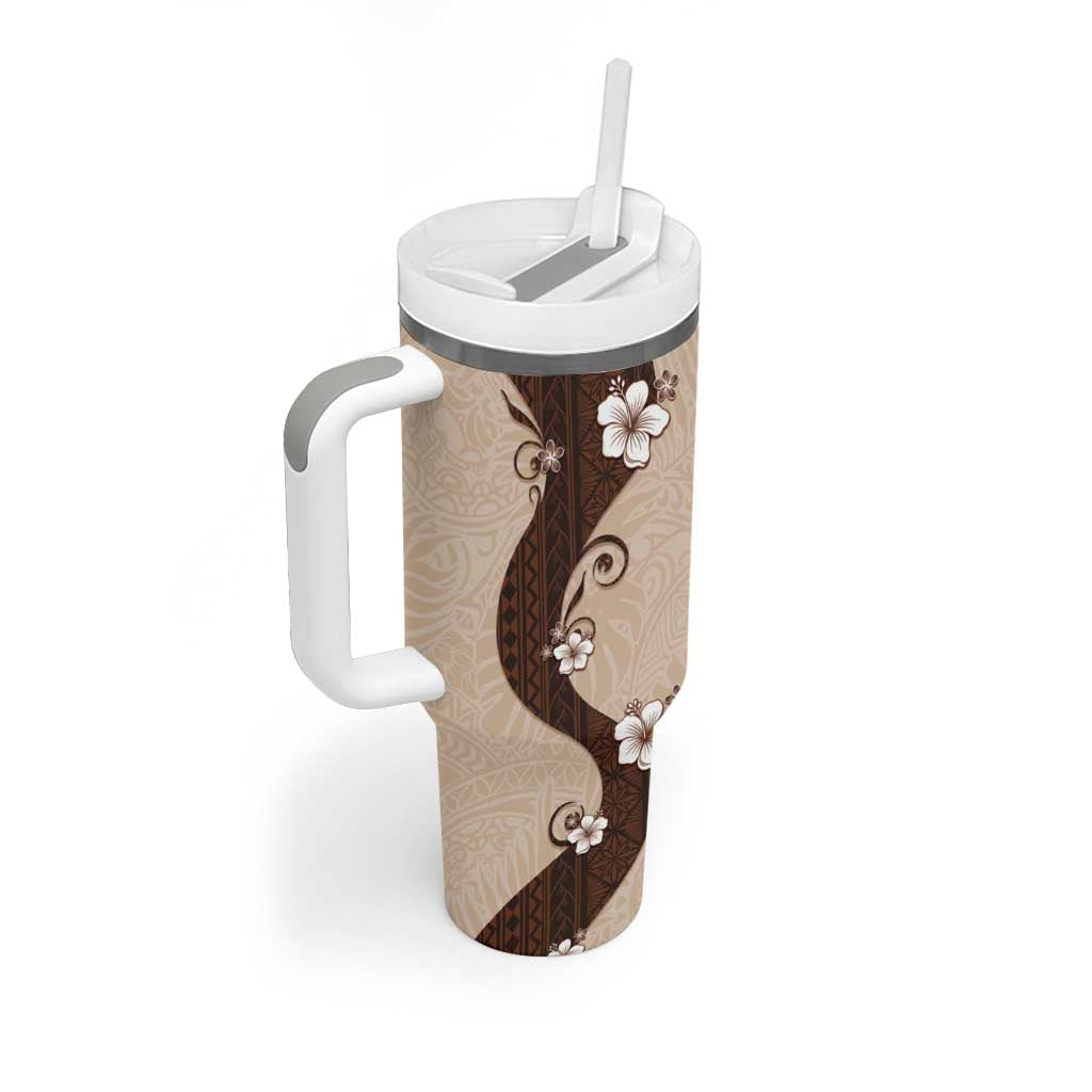 Polynesia Hibiscus Tumbler With Handle Cameo Curve Motif - Polynesian Pride