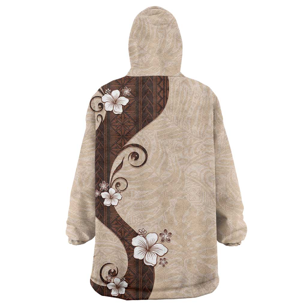 Polynesia Hibiscus Wearable Blanket Hoodie Cameo Curve Motif - Polynesian Pride