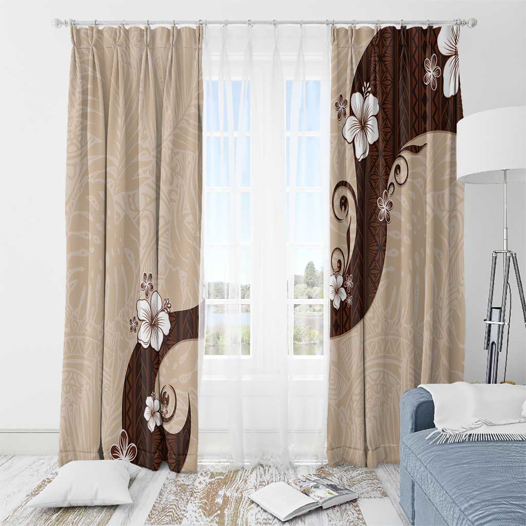 Polynesia Hibiscus Window Curtain Cameo Curve Motif - Polynesian Pride