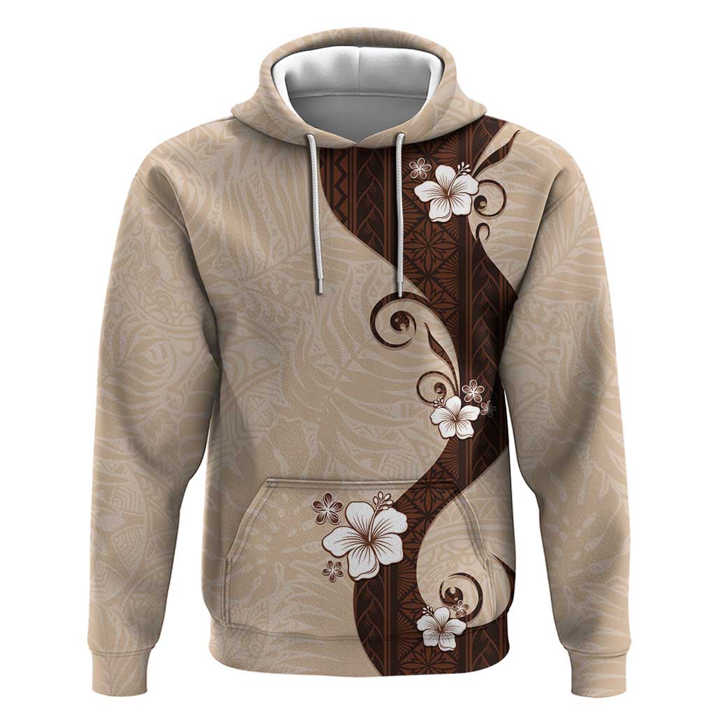 Polynesia Hibiscus Zip Hoodie Cameo Curve Motif - Polynesian Pride