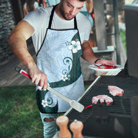 Polynesia Hibiscus Apron Sky Blue Curve Motif - Polynesian Pride