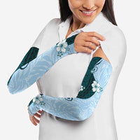 Polynesia Hibiscus Arm Sleeves Sky Blue Curve Motif - Polynesian Pride