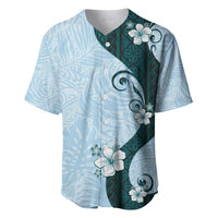 Polynesia Hibiscus Baseball Jersey Sky Blue Curve Motif - Polynesian Pride
