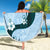 Polynesia Hibiscus Beach Blanket Sky Blue Curve Motif - Polynesian Pride