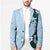 Polynesia Hibiscus Blazer Sky Blue Curve Motif - Polynesian Pride