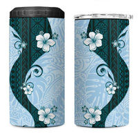 Polynesia Hibiscus 4 in 1 Can Cooler Tumbler Sky Blue Curve Motif - Polynesian Pride