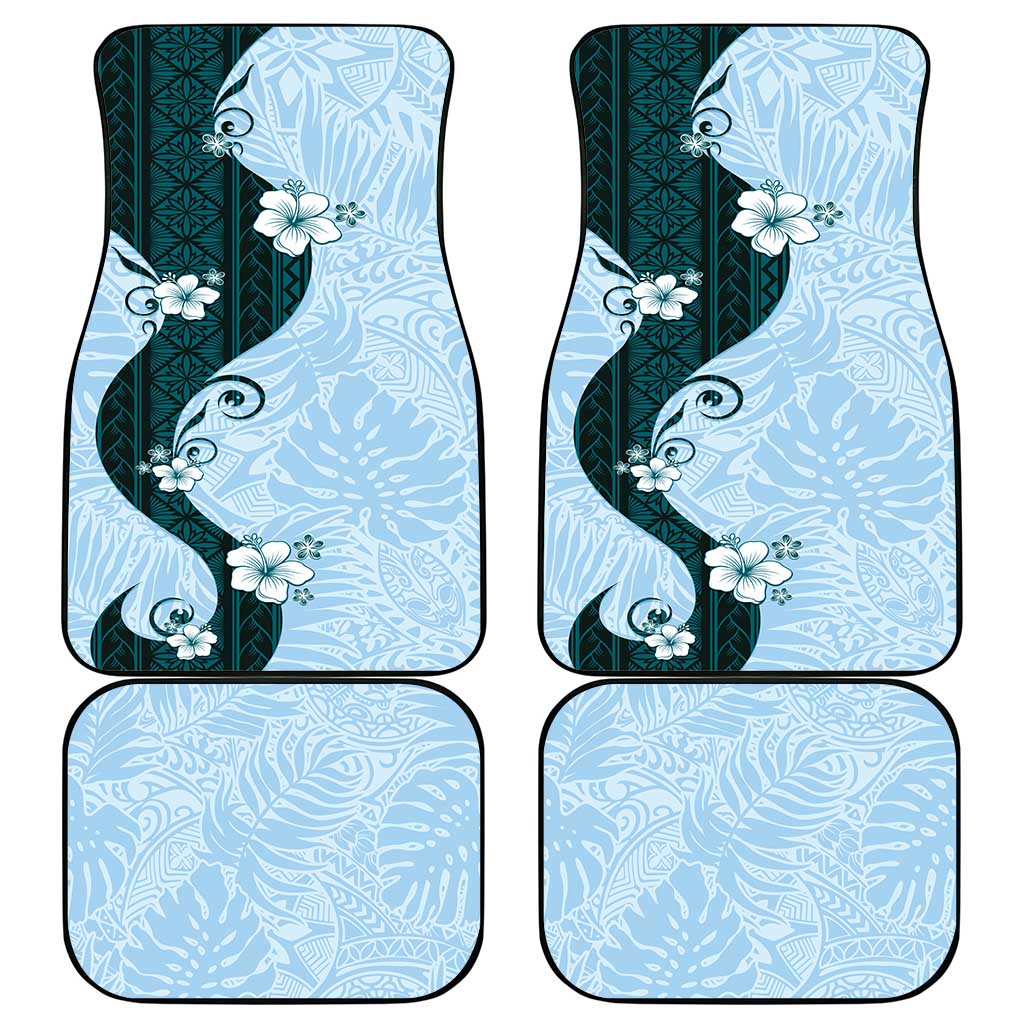 Polynesia Hibiscus Car Mats Sky Blue Curve Motif - Polynesian Pride