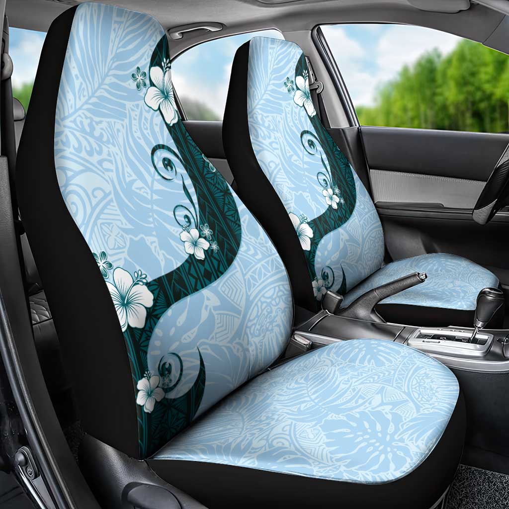 Polynesia Hibiscus Car Seat Cover Sky Blue Curve Motif LT05 - Polynesian Pride
