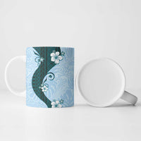 Polynesia Hibiscus Ceramic Mug Sky Blue Curve Motif - Polynesian Pride