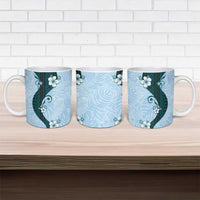 Polynesia Hibiscus Ceramic Mug Sky Blue Curve Motif - Polynesian Pride