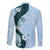 Polynesia Hibiscus Family Matching Off Shoulder Short Dress and Hawaiian Shirt Sky Blue Curve Motif - Polynesian Pride