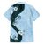 Polynesia Hibiscus Family Matching Summer Maxi Dress and Hawaiian Shirt Sky Blue Curve Motif - Polynesian Pride