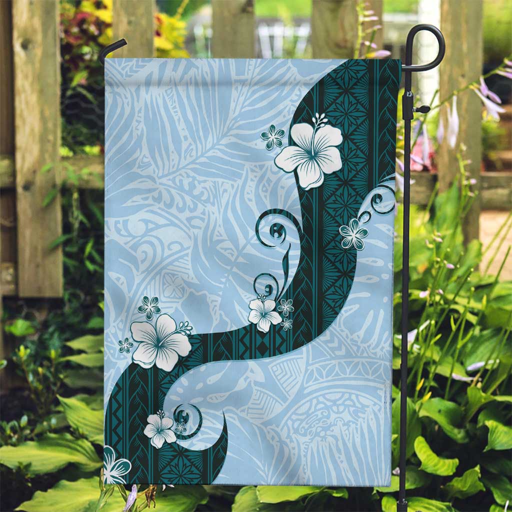 Polynesia Hibiscus Garden Flag Sky Blue Curve Motif - Polynesian Pride