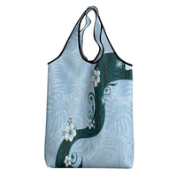 Polynesia Hibiscus Grocery Bag Sky Blue Curve Motif - Polynesian Pride