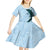 Polynesia Hibiscus Kid Short Sleeve Dress Sky Blue Curve Motif - Polynesian Pride