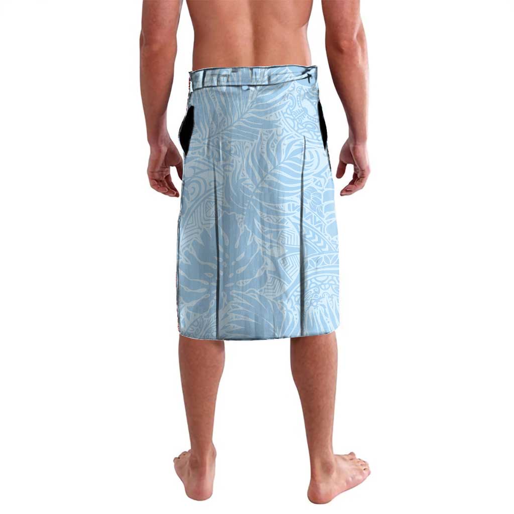 Polynesia Hibiscus Lavalava Sky Blue Curve Motif - Polynesian Pride