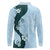 Polynesia Hibiscus Long Sleeve Polo Shirt Sky Blue Curve Motif - Polynesian Pride