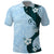 Polynesia Hibiscus Polo Shirt Sky Blue Curve Motif - Polynesian Pride