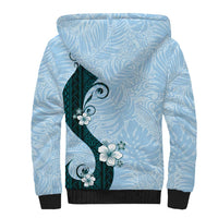 Polynesia Hibiscus Sherpa Hoodie Sky Blue Curve Motif - Polynesian Pride