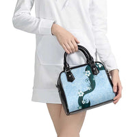 Polynesia Hibiscus Shoulder Handbag Sky Blue Curve Motif - Polynesian Pride