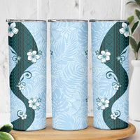 Polynesia Hibiscus Skinny Tumbler Sky Blue Curve Motif - Polynesian Pride