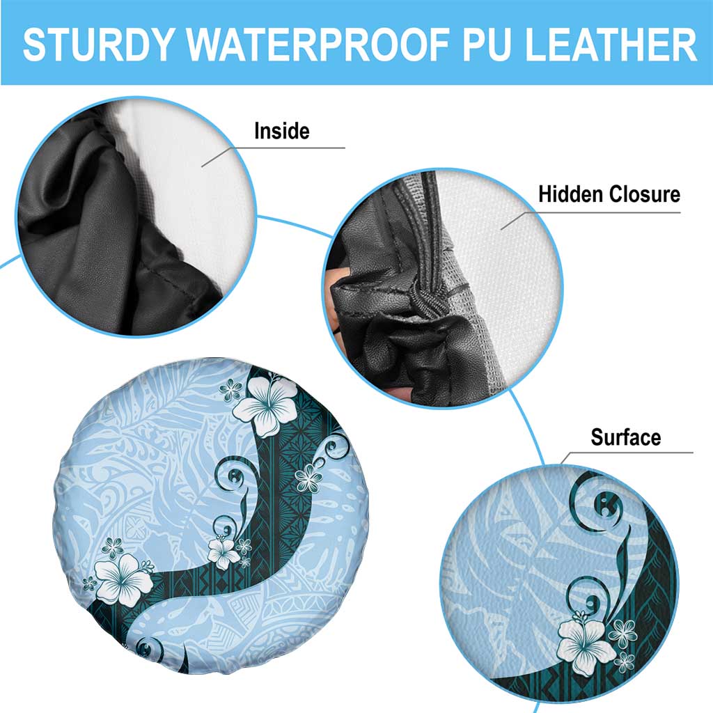 Polynesia Hibiscus Spare Tire Cover Sky Blue Curve Motif - Polynesian Pride