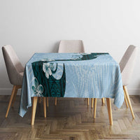 Polynesia Hibiscus Tablecloth Sky Blue Curve Motif - Polynesian Pride