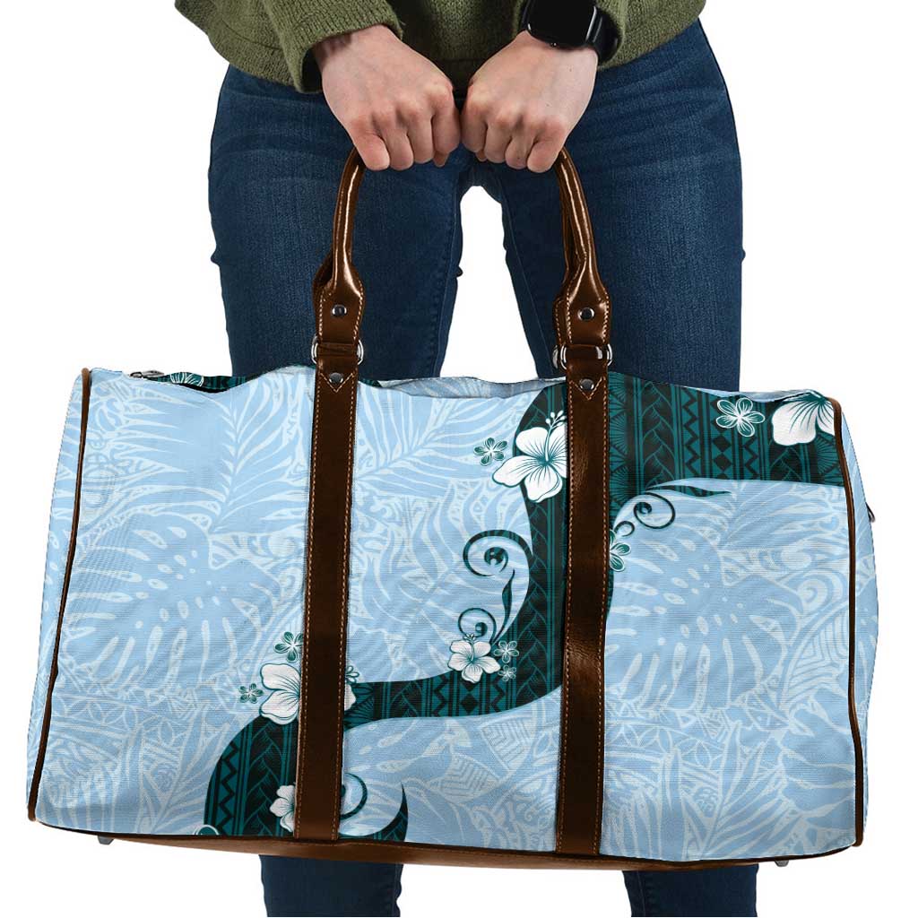 Polynesia Hibiscus Travel Bag Sky Blue Curve Motif LT05 Blue - Polynesian Pride