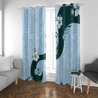 Polynesia Hibiscus Window Curtain Sky Blue Curve Motif - Polynesian Pride