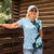 Polynesia Hibiscus Women Polo Shirt Sky Blue Curve Motif - Polynesian Pride