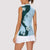 Polynesia Hibiscus Women Sleeveless Polo Shirt Sky Blue Curve Motif - Polynesian Pride
