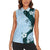 Polynesia Hibiscus Women Sleeveless Polo Shirt Sky Blue Curve Motif - Polynesian Pride