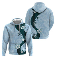Polynesia Hibiscus Zip Hoodie Sky Blue Curve Motif - Polynesian Pride