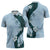 Polynesia Hibiscus Zipper Polo Shirt Sky Blue Curve Motif - Polynesian Pride