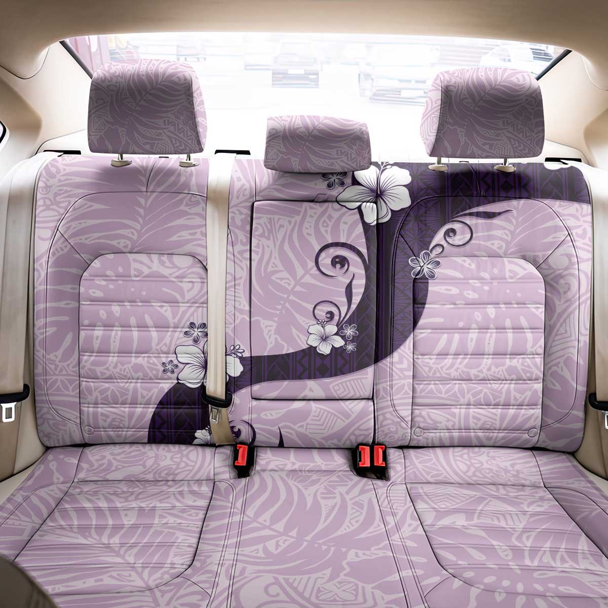 Polynesia Hibiscus Back Car Seat Cover Thistle Curve Motif - Polynesian Pride