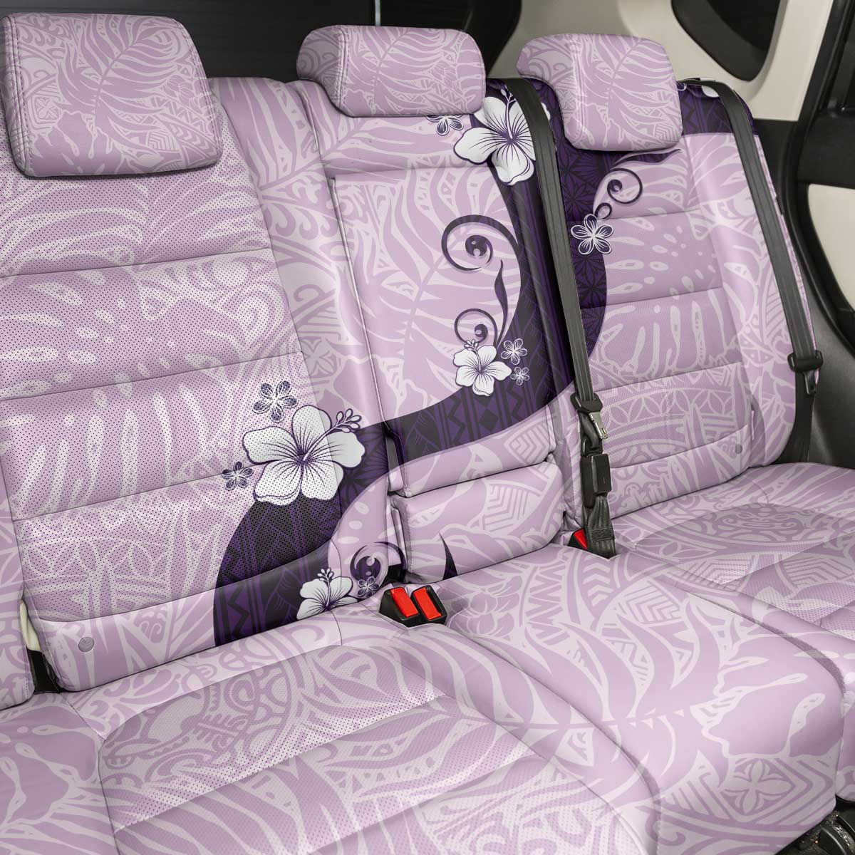 Polynesia Hibiscus Back Car Seat Cover Thistle Curve Motif - Polynesian Pride