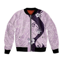 Polynesia Hibiscus Bomber Jacket Thistle Curve Motif LT05 Unisex Purple - Polynesian Pride