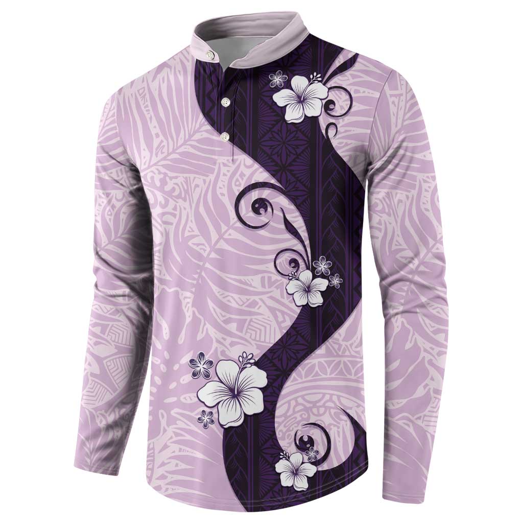 Polynesia Hibiscus Button Sweatshirt Thistle Curve Motif - Polynesian Pride