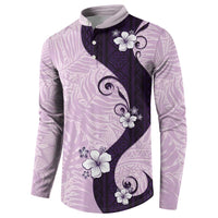 Polynesia Hibiscus Button Sweatshirt Thistle Curve Motif - Polynesian Pride