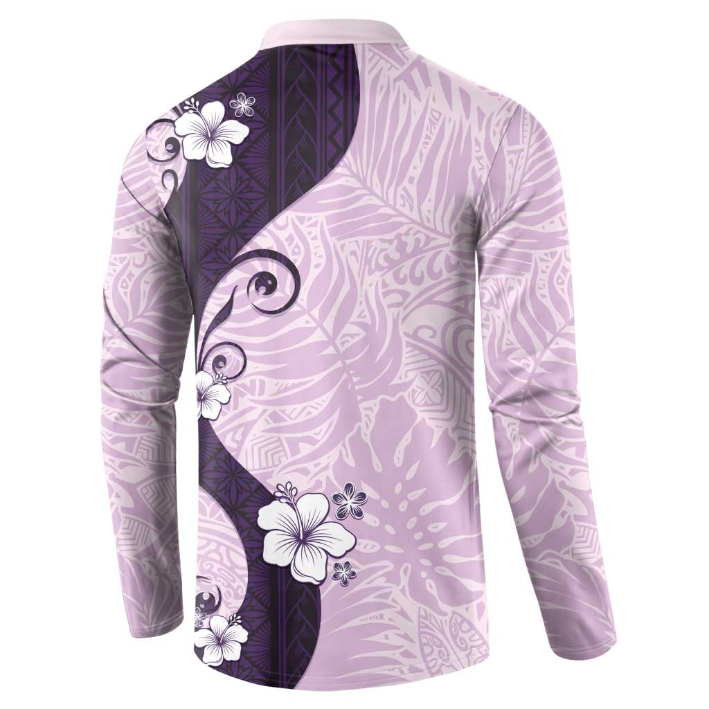 Polynesia Hibiscus Button Sweatshirt Thistle Curve Motif - Polynesian Pride