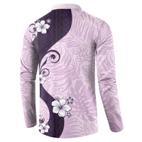 Polynesia Hibiscus Button Sweatshirt Thistle Curve Motif - Polynesian Pride