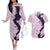 Polynesia Hibiscus Couples Matching Off The Shoulder Long Sleeve Dress and Hawaiian Shirt Thistle Curve Motif - Polynesian Pride