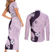 Polynesia Hibiscus Couples Matching Short Sleeve Bodycon Dress and Long Sleeve Button Shirt Thistle Curve Motif LT05 - Polynesian Pride