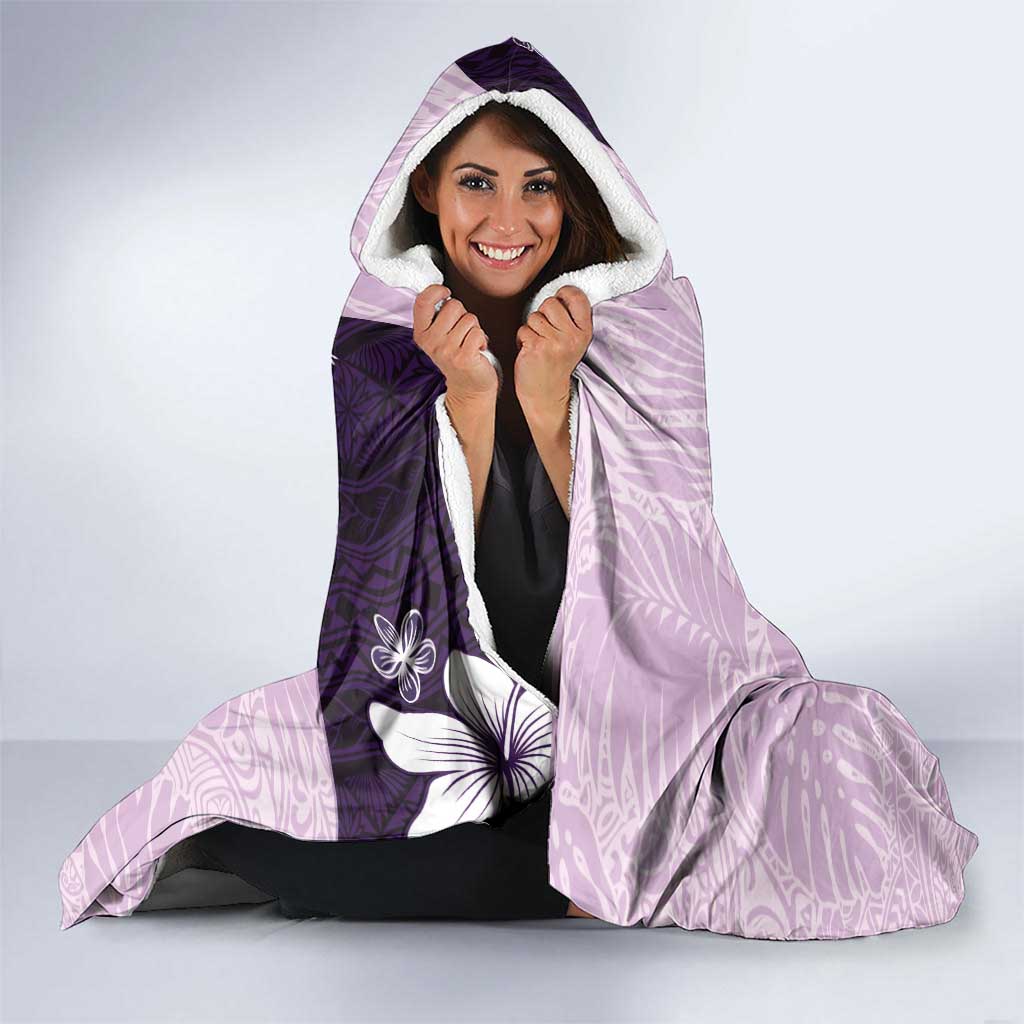 Polynesia Hibiscus Hooded Blanket Thistle Curve Motif - Polynesian Pride