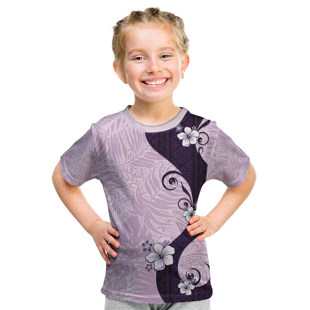 Polynesia Hibiscus Kid T Shirt Thistle Curve Motif LT05 Purple - Polynesian Pride