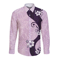 Polynesia Hibiscus Long Sleeve Button Shirt Thistle Curve Motif - Polynesian Pride