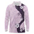 Polynesia Hibiscus Long Sleeve Polo Shirt Thistle Curve Motif - Polynesian Pride