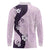 Polynesia Hibiscus Long Sleeve Polo Shirt Thistle Curve Motif - Polynesian Pride