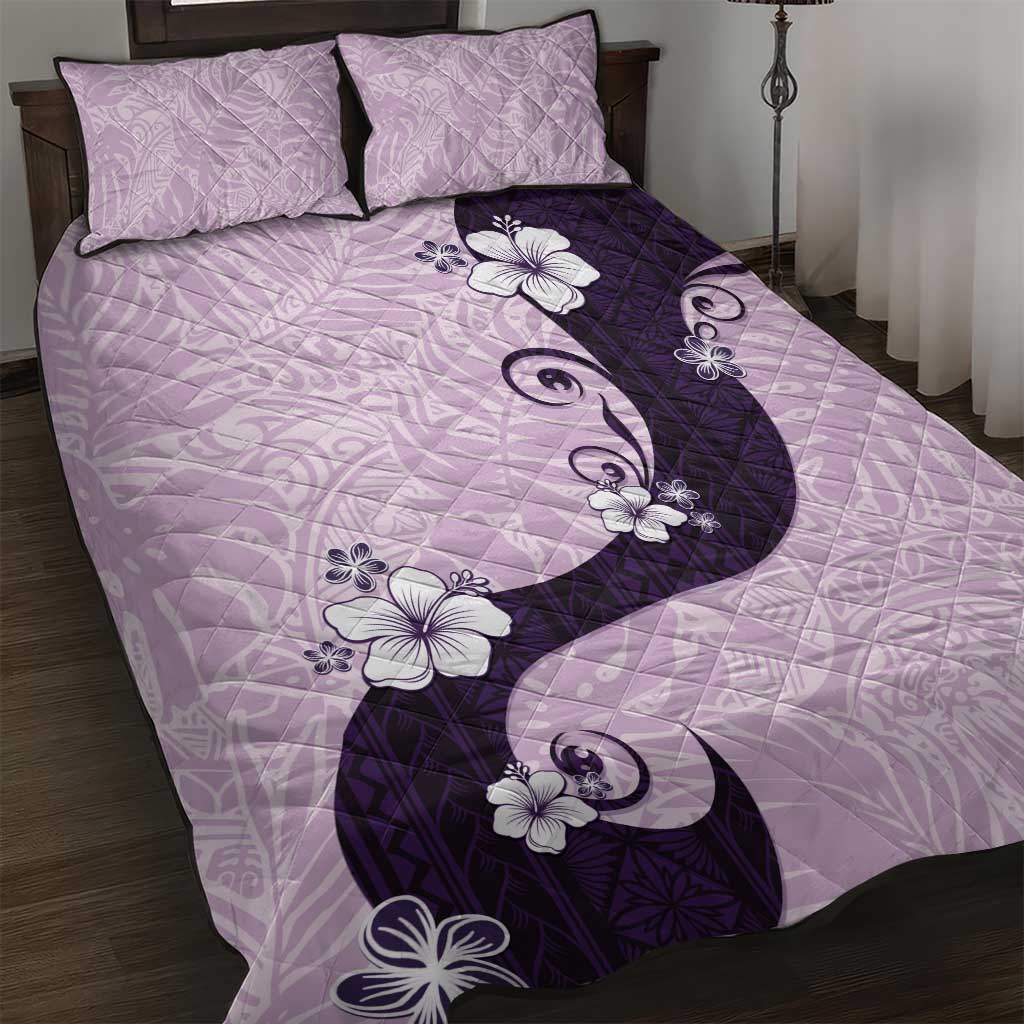 Polynesia Hibiscus Quilt Bed Set Thistle Curve Motif LT05 Purple - Polynesian Pride