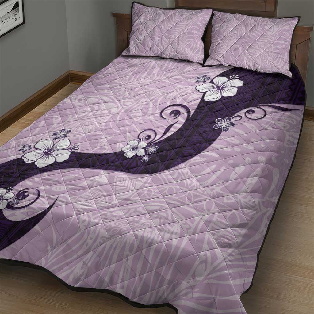 Polynesia Hibiscus Quilt Bed Set Thistle Curve Motif - Polynesian Pride